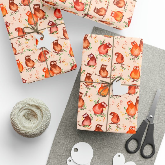 Carta da regalo a forma di gufo, carta da regalo a forma di animale, carta da regalo ecologica, carta da regalo con adorabili gufi nella neve per bambini - Italia
