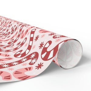Pink Christmas Candy Cane Wrapping Paper Roll, Candy Cane Gift Wrapping ...