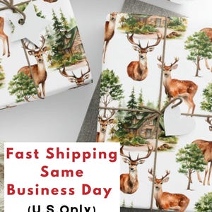 Wild Deer Gift Wrapping Paper, Deer Gift Wrapping Paper, Wild Deer Christmas Wrapping Paper
