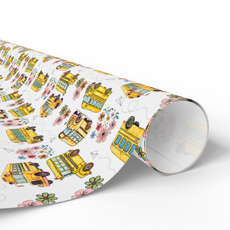 School Bus Wrapping Papers, Back to School Gifts Wrapping Paper Roll ...
