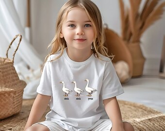 T-shirt à manches courtes pour jeunes canard, canard, oie, t-shirts rigolos avec oie pour enfants, t-shirts rigolos pour enfants, bambins animaux de la ferme mignons