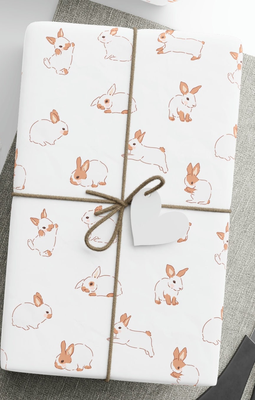 Bunny Wrapping Paper Roll, Rabbit Wrapping Paper, Bunny Rabbit Birthday ...