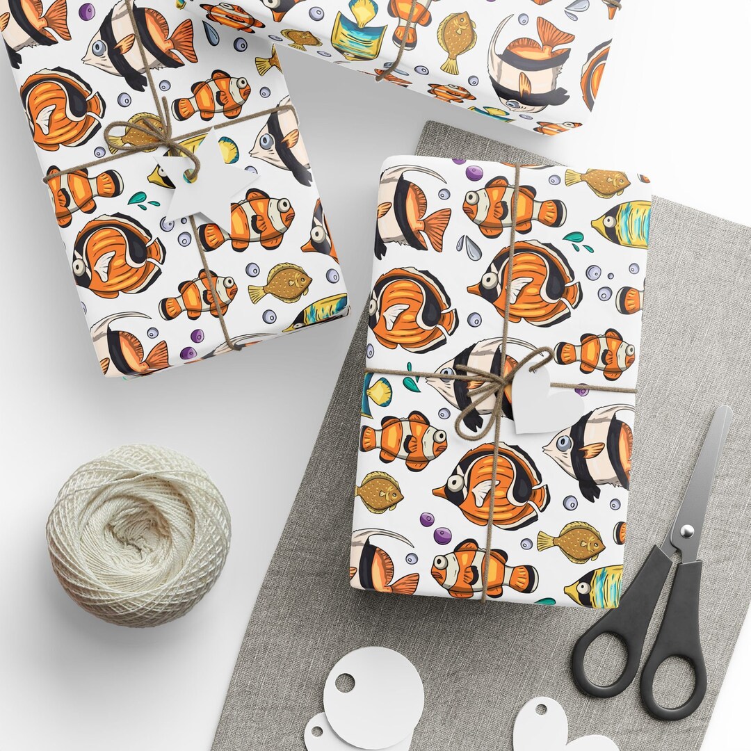 Fish Wrapping Papers, Fish Gifts Wrapping Paper Roll, Fish Party Gifts ...