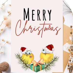 Cartes imprimables Joyeux Noël avec des poulets, Cartes de Noël avec des poulets, Cartes numériques avec des poulets