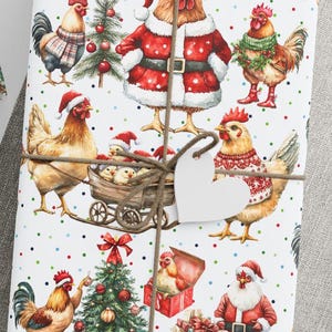 Chicken Wrapping Paper, Chicken Holiday Gift Wrap, Christmas Chicken Wrapping Paper, Chicken Eco-Friendly Wrapping Paper Roll image 9