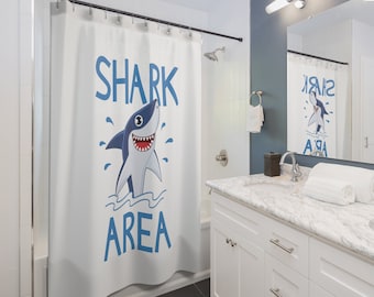 Shark Shower Curtains, Shark Birthday Gifts, Shark Bathroom Curtains, Shark Gifts