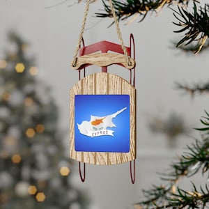 Cypern Schlitten Ornamente, Cypern Karte Weihnachtsbaum Dekorationen, Cykler Feiertagsgeschenk, Cypern Handgefertigte Verzierung, Zypern Rustikaler Hauptakzent