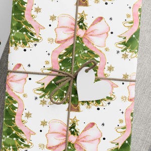 Whimsical Christmas Wrapping Paper, Festive Gift Wrap, Coquette Holiday Decor, Eco-Friendly Wrapping, Christmas Party Supplies, Seasonal image 9