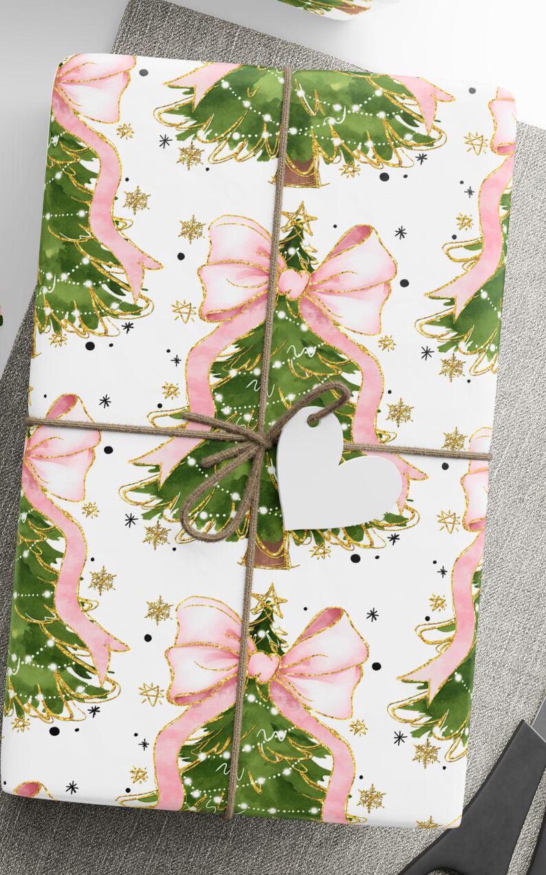 Whimsical Christmas Wrapping Paper, Festive Gift Wrap, Coquette Holiday Decor, Eco-Friendly Wrapping, Christmas Party Supplies, Seasonal image 9