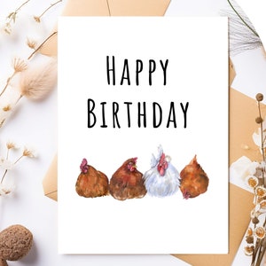Cartes Joyeux anniversaire poulets, Cartes imprimables poulet, Cartes anniversaire poulet, Cartes poulet