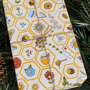 Cute Bee Wrapping Papers, Bee Wrapping Paper Roll, Beehive Gifts ...