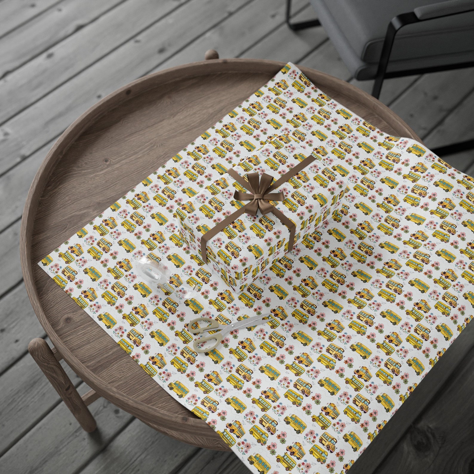 School Bus Wrapping Papers, Back to School Gifts Wrapping Paper Roll ...