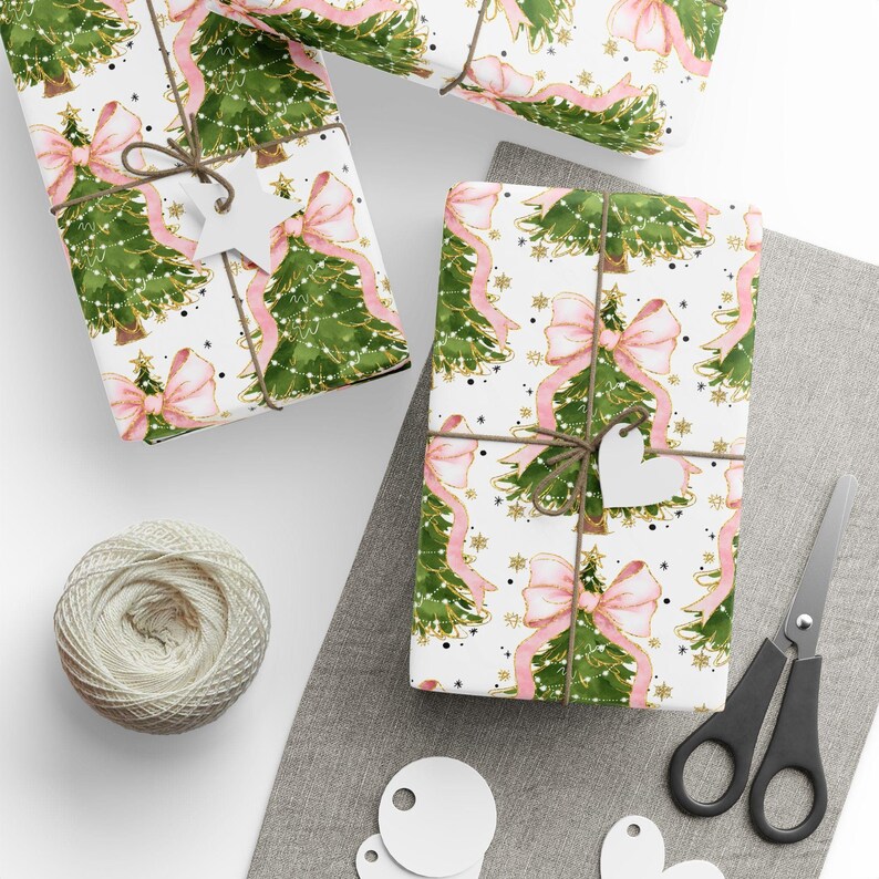 Whimsical Christmas Wrapping Paper, Festive Gift Wrap, Coquette Holiday Decor, Eco-Friendly Wrapping, Christmas Party Supplies, Seasonal image 5