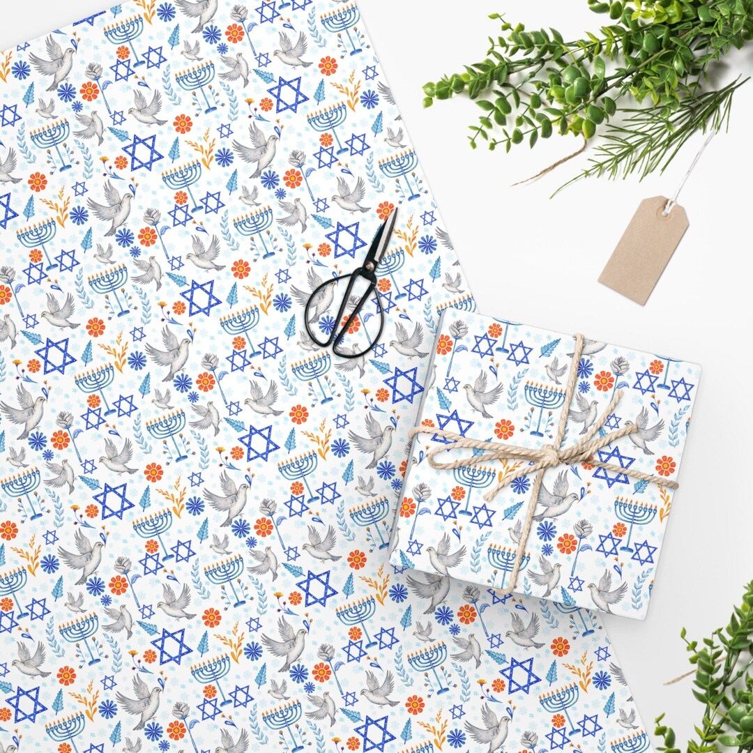 Hanukkah Wrapping Paper Hanukkah Watercolor Gift Wrapping Etsy