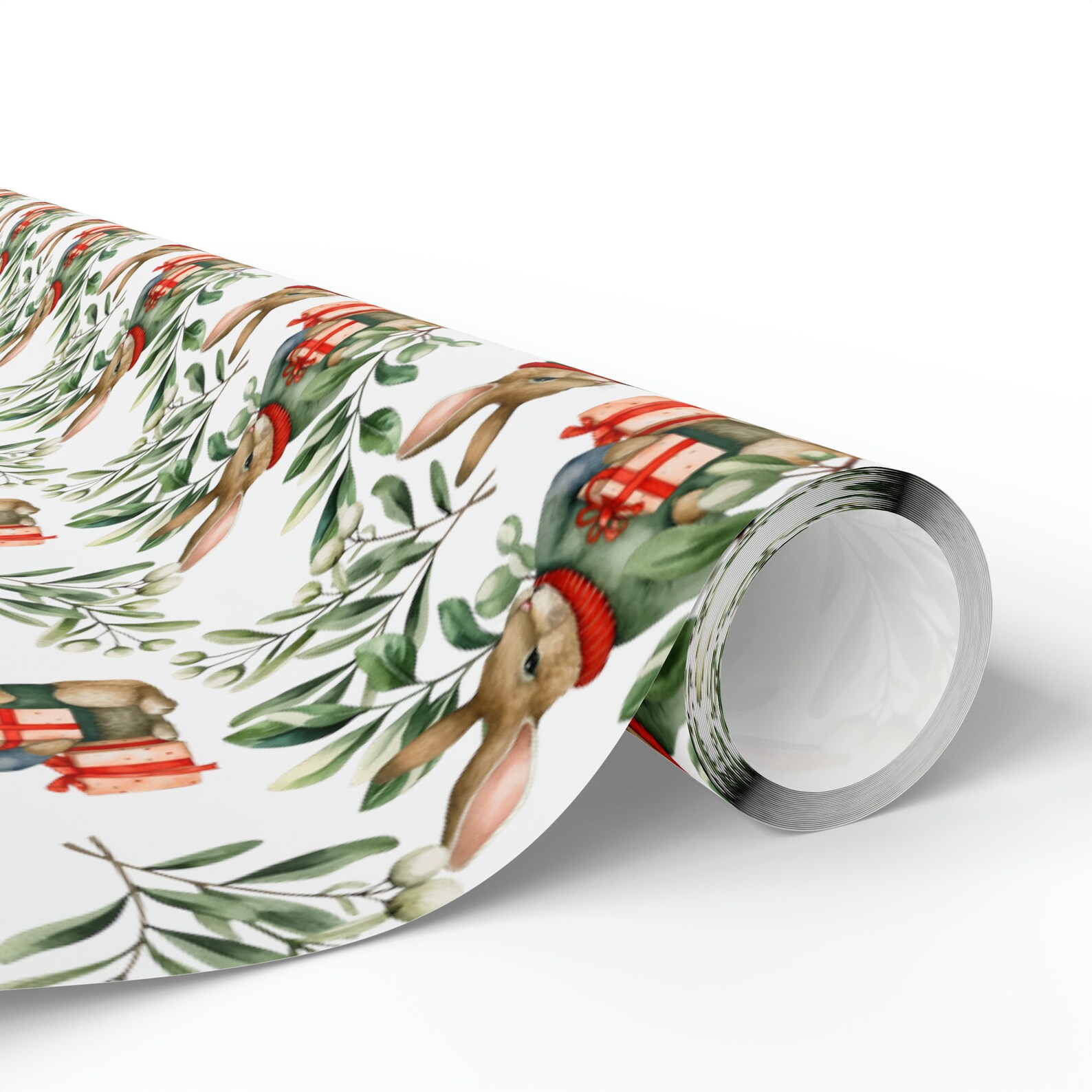 Christmas Rabbit Wrapping Paper, Winter Rabbit Wrapping Paper, Rabbit ...