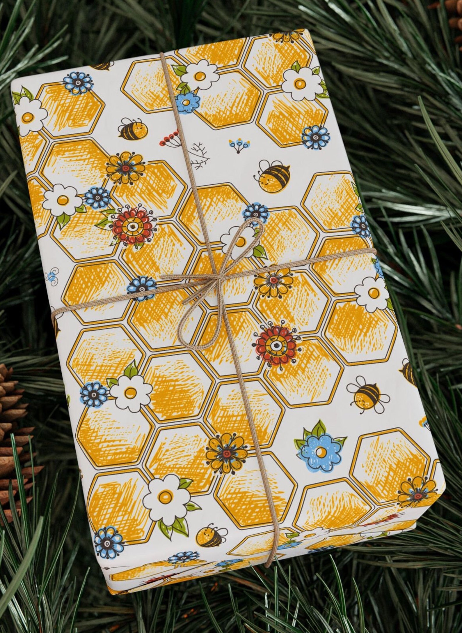 Bee Wrapping Papers, Beehive Gifts Wrapping Paper Roll, Bee Birthday ...