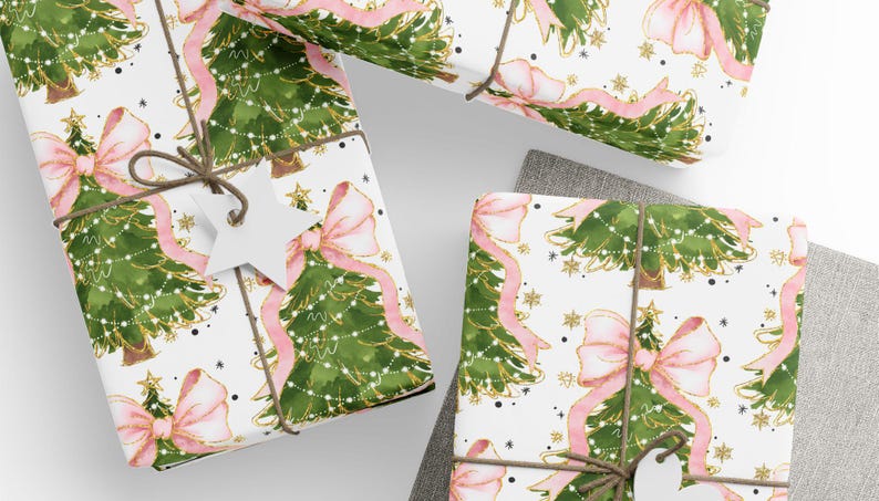 Whimsical Christmas Wrapping Paper, Festive Gift Wrap, Coquette Holiday Decor, Eco-Friendly Wrapping, Christmas Party Supplies, Seasonal image 7