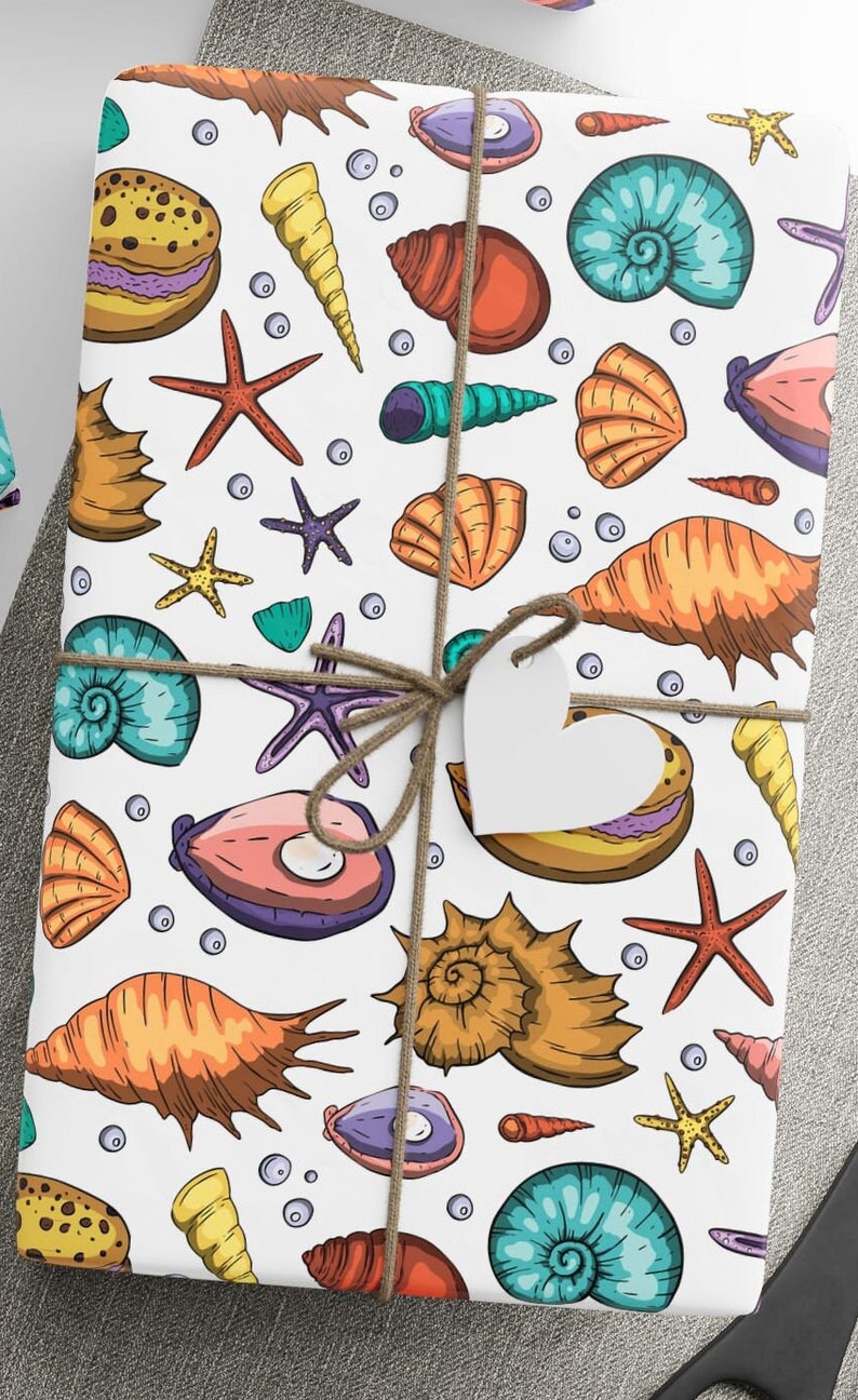 Sea Shells Wrapping Papers, Shells Gift Wrapping Paper Roll, Sea Shells ...