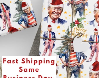 President Donald Wrapping Paper, President Gift Wrap for Christmas, President Unique Holiday Wrapping, Santa Donald Wrapping Paper