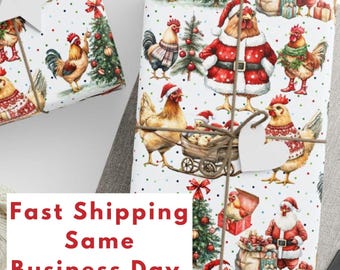Chicken Wrapping Paper, Chicken Holiday Gift Wrap, Christmas Chicken Wrapping Paper, Chicken Eco-Friendly Wrapping Paper Roll