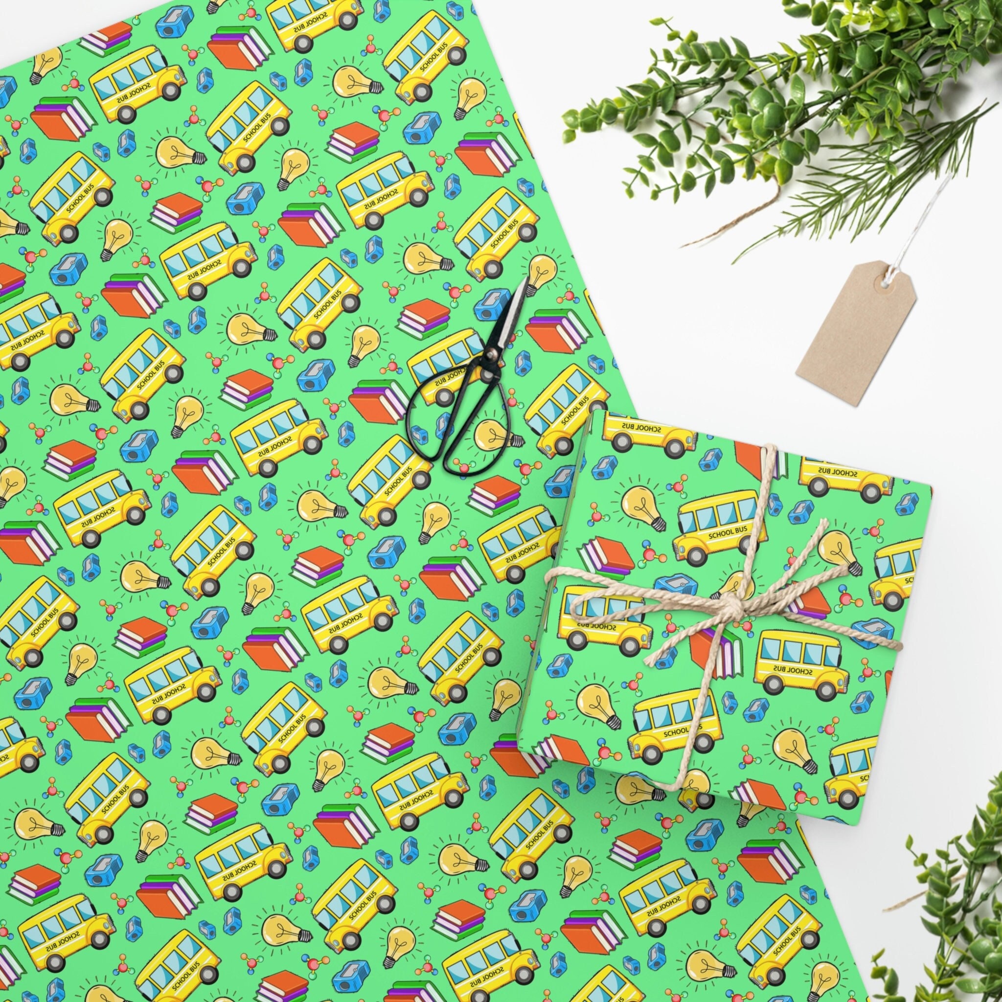 School Wrapping Paper School Bus Gift Wrapping Paper Back - Etsy