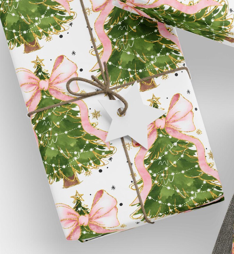Whimsical Christmas Wrapping Paper, Festive Gift Wrap, Coquette Holiday Decor, Eco-Friendly Wrapping, Christmas Party Supplies, Seasonal image 8