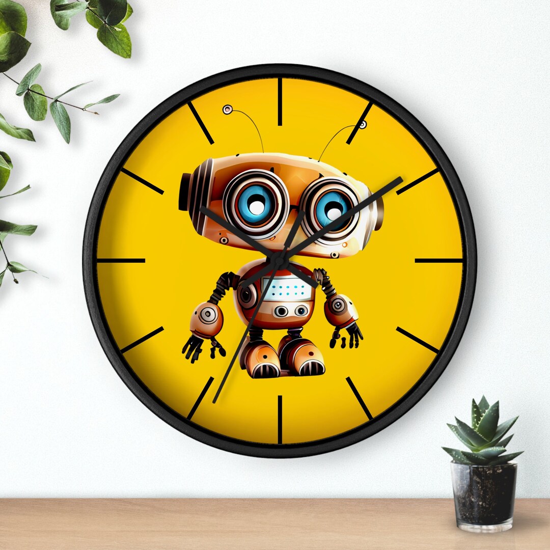 Baby Robot Wall Clock, Yellow Robot Birthday Clock, Yellow Robot Boy Custom Gift Etsy