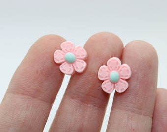 Pink Daisy Post Earrings