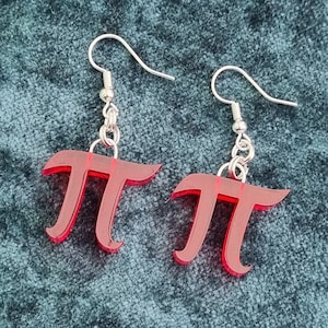 Pi Ohrringe, Mathe Symbol thematisiert, ein Paar gem Acryl baumeln Ohrringe