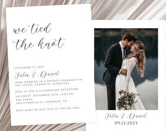 Elopement Announcement Template, Elopement Wedding Reception Invitation, We Eloped Photo Invitation, Modern Wedding Invite Editable