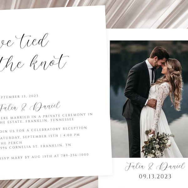 Elopement Announcement Template, Elopement Wedding Reception Invitation, We Eloped Photo Invitation, Modern Wedding Invite Editable