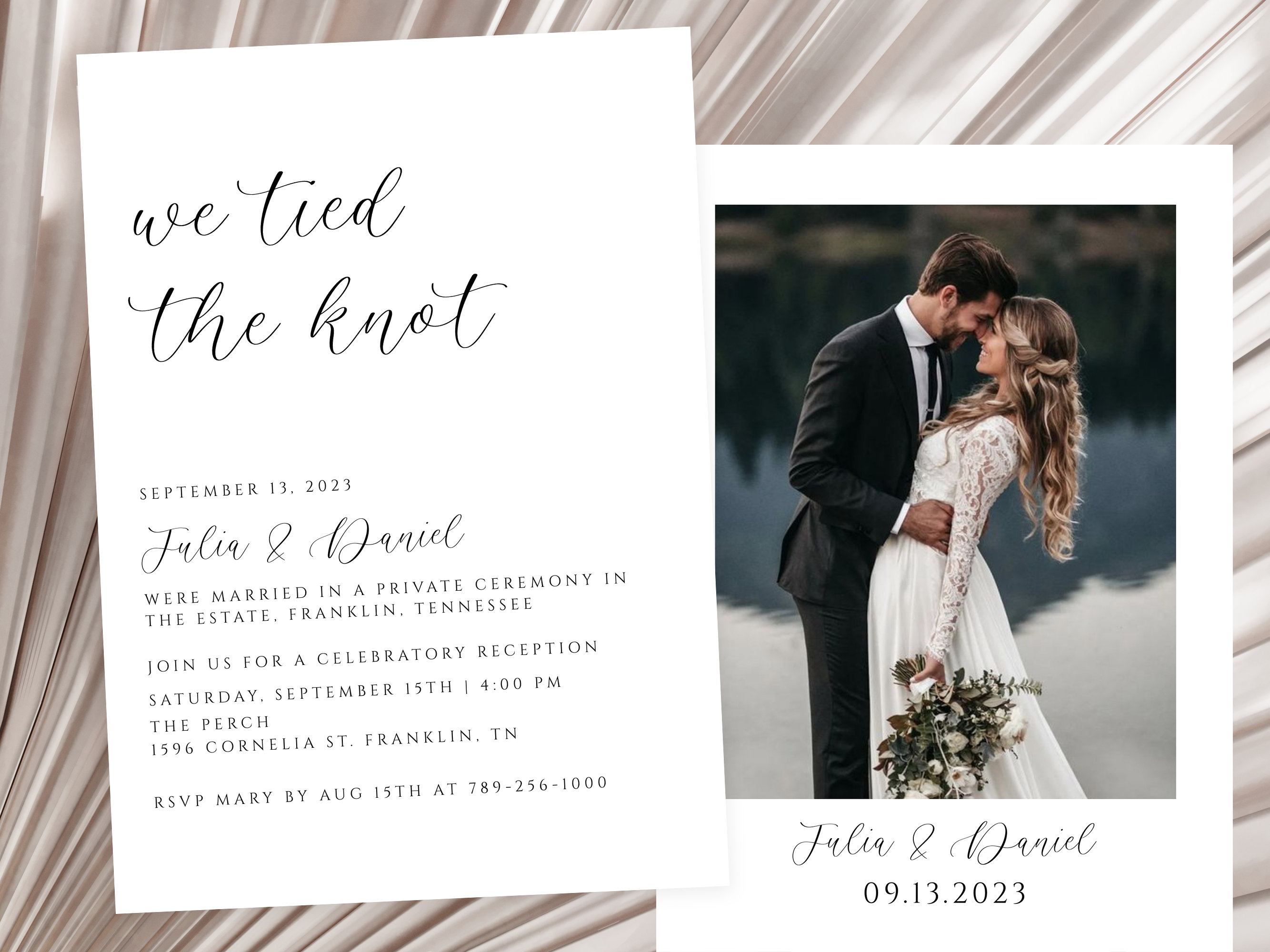 Elopement Announcement Template Elopement Wedding Reception Invitation