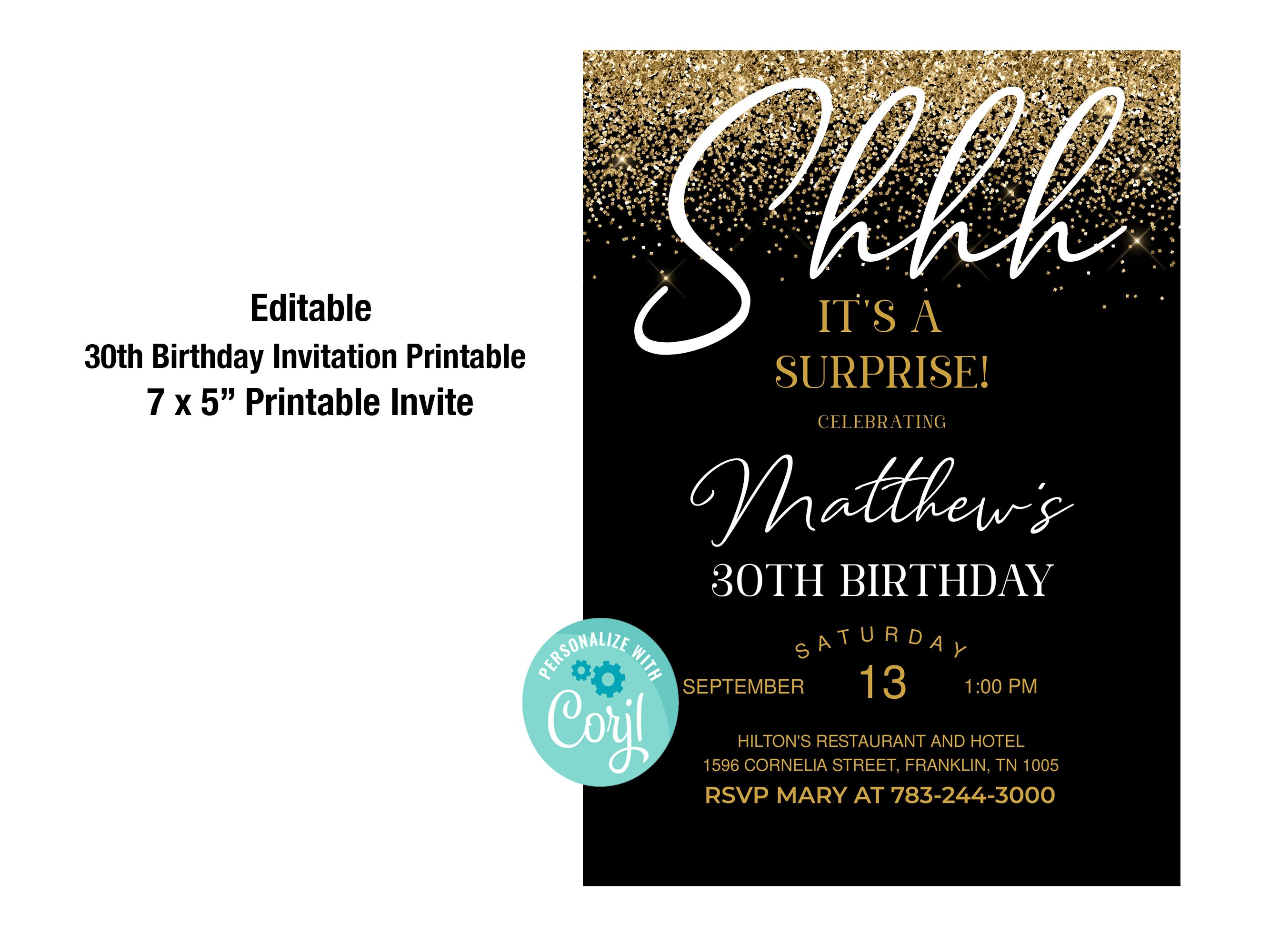 30th Birthday Invitation Printable Birthday Surprise Party - Etsy