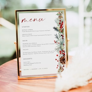 Menu świąteczne, Menu świąteczne do druku, Natychmiastowe pobieranie, Karta menu świątecznego