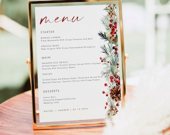 Christmas Menu, Printable Christmas Menu, Instant Download, Holiday Menu Card Party Menu Card Xmas Food Menu Christmas Party Decoration