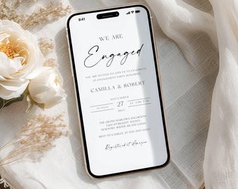 Digital Engagement Party Invitation Template, Engagement Party Invite, Instant Download, Engagement Evite, Electronic Text Invite