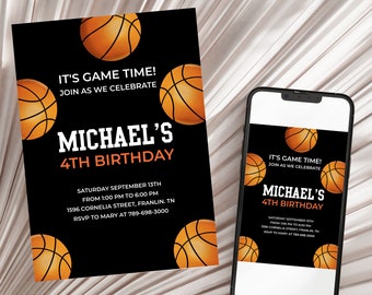 Basketball Birthday Invitation Template, Basketball Invitation