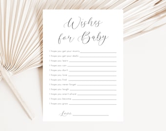 Plantilla de juego de deseos de baby shower modernos para bebé, juegos de baby shower, juego de deseos imprimible, deseos de bebé