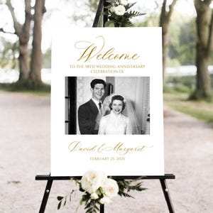 Photo Anniversary Welcome sign, 50th Wedding Anniversary Welcome Sign, 50th Anniversary Decoration, Golden Anniversary Sign, Editable