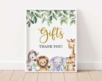 Gifts Sign Table Decor, Wild One Sign Gift Table, PRINTABLE, Safari Table sign, Elephant Party decor, Safari Animals Baby Shower Sign