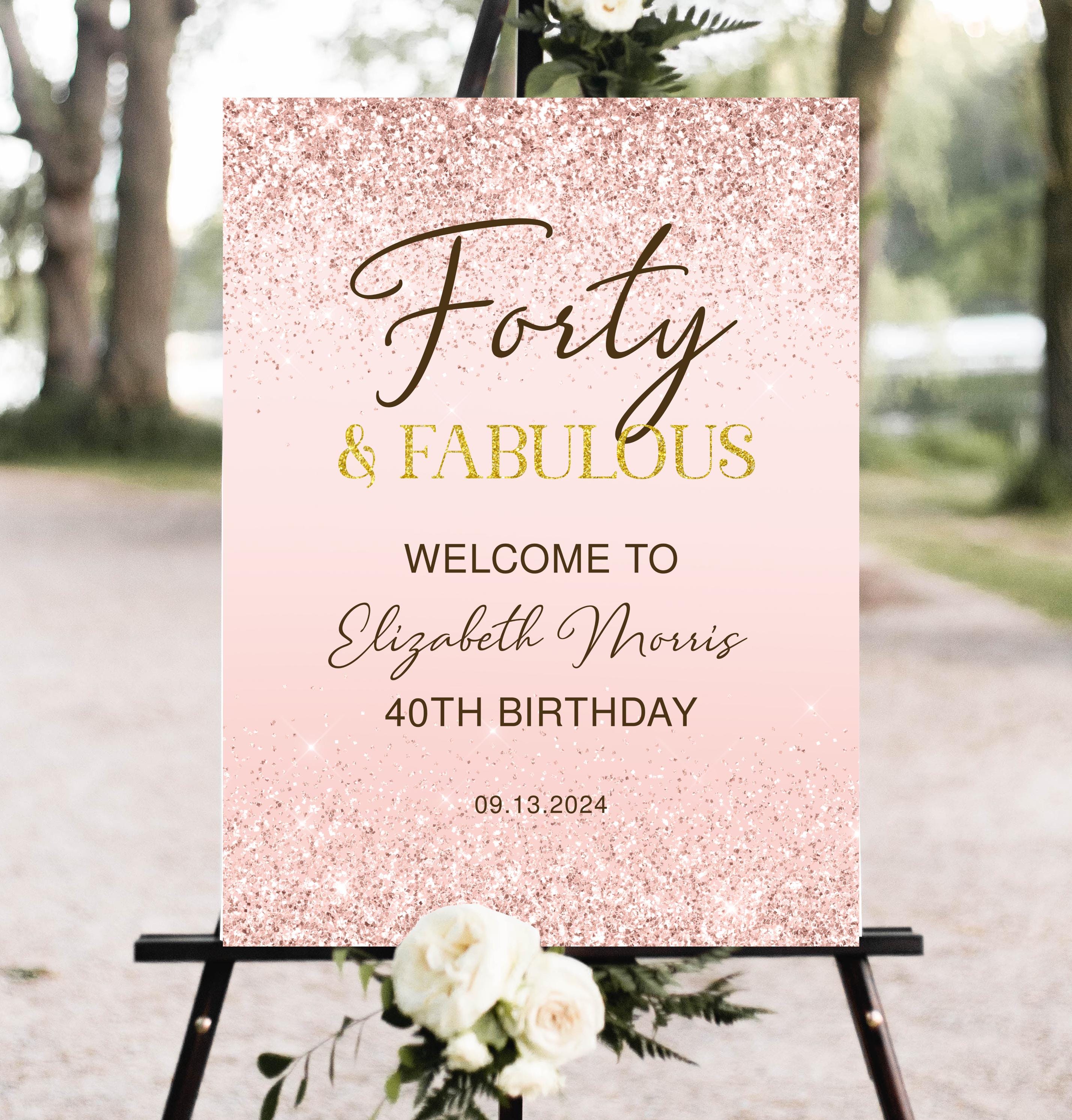 50. Geburtstag Banner „50 & Fabulous“ In Roségold Mit Glitzer – 1 M Lang, Fertig Zum