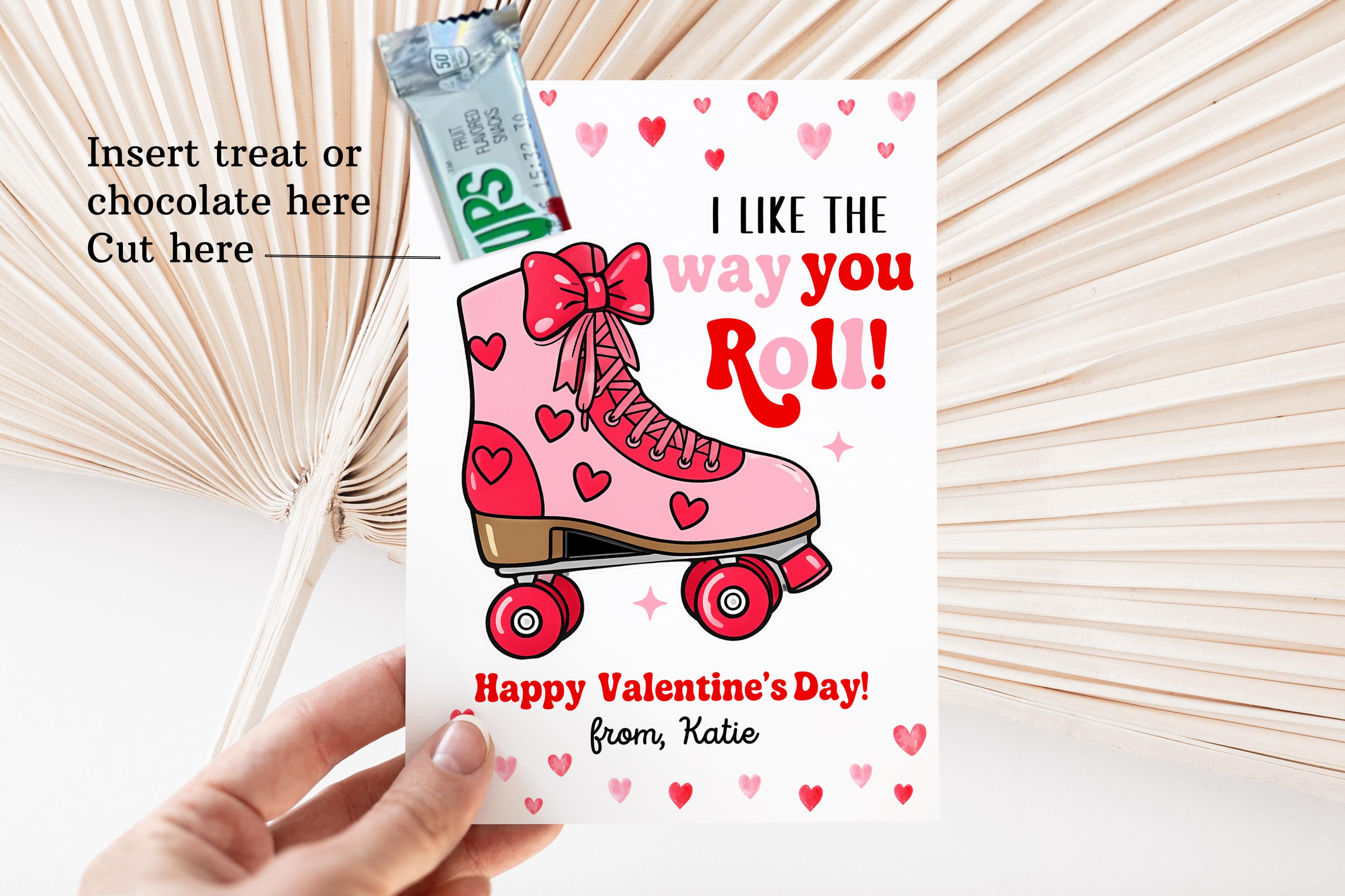 Roller Skate Valentine Card Template Printable Classroom Valentine for ...