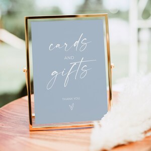 Cards & Gifts Sign, Blue Baby Shower, Printable Sign, Boy Baby Shower, Dusty Blue Baby Shower