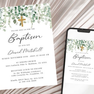 Modèle d'invitation de baptême, invitation de baptême, invitation de baptême imprimable, invitation modifiable, invitation de baptême
