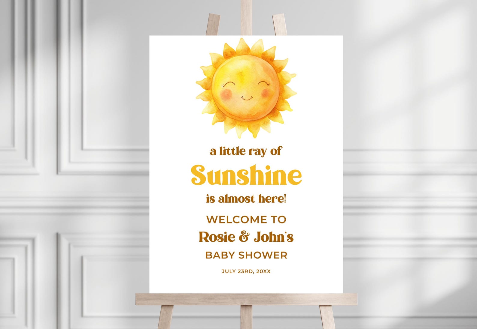 Editable Sunshine Baby Shower Welcome Sign A Little Ray of Sunshine ...