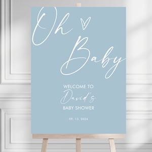 Blue Oh Baby Shower Welcome Sign, Oh Baby Shower, Editable Baby Shower Welcome Sign, Boy Baby Shower, Welcome Sign, It&#39;s a boy