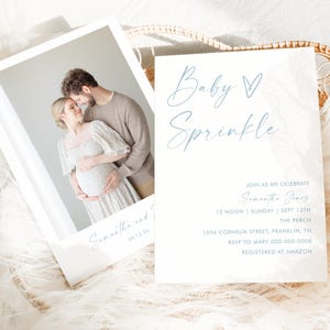 Baby Sprinkle Invitation Boy, Baby Sprinkle Invite Template, Modern Baby, Blue, Baby Shower Invitation, Minimalist Baby Shower, Editable