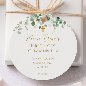 Bearbeitbare runde Tags zum sofortigen Download, grüner runder Geschenkanhänger, bearbeitbarer Dankeschön-Tag, Geschenkanhänger zur Erstkommunion, Party-Dusche-Tags