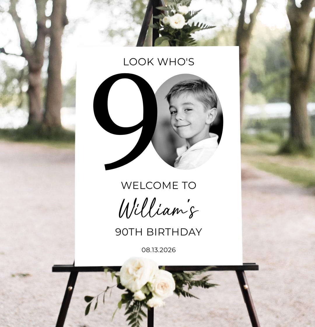 90th Welcome Sign, Look Who's 90 Welcome Sign, Modern 90th Welcome Sign ...