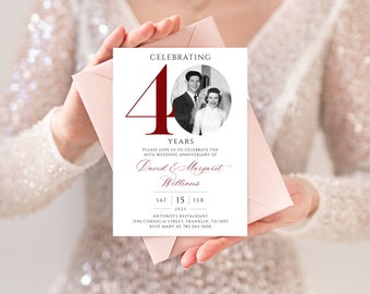 Wedding Anniversary Invitations 25th Silver, 40th Ruby, 50th Gold - View #4